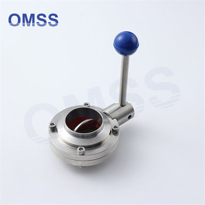 衛生用バタフライバル 3A SMS DIN食品グレード SS304/316L 引引ハンドル付きの溶接手動